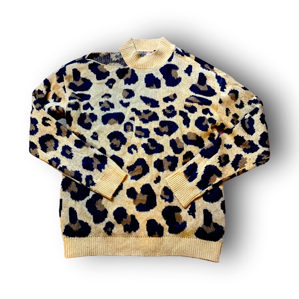 Animal Print Sweater w/ Neck Cut Out!